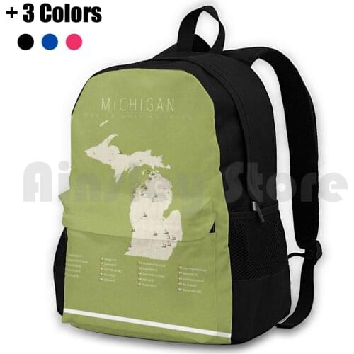 Golf Courses Outdoor Hiking Backpack Waterproof Camping Travel Art State Of State Golf Golf Course Map Outline Silhouette Golf