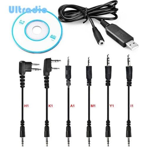 Ultradio 6in1 USB Programming Program Cable For K enwood K-250, TK-253, TK-255/ Hytera/YAESU/Vertex Mag One A8 Walkie Talkie