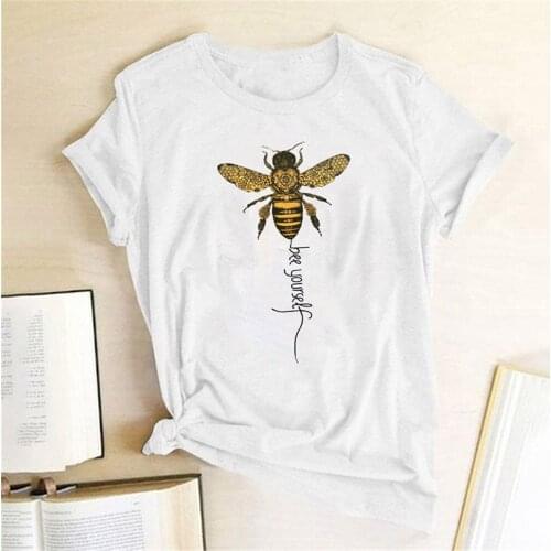 Hillbilly Women Bee Kind T-shirt Aesthetics Graphic Short Sleeve Cotton Polyester T Shirts Female Camisetas Verano Mujer 2021