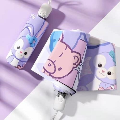 Female Automatic Small and Portable Sunscreen Vinyl Umbrella Rain Women Cute Cartoon Children Umbrella for Student