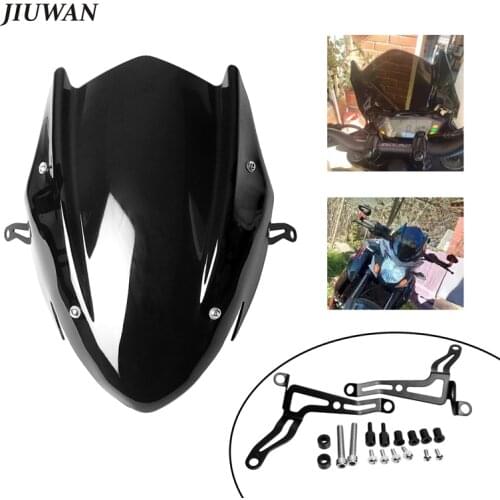 1 Pcs Black Motorcycle Windshield With Mount Bracket Accessories Fit For Suzuki GSX-S750 GSXS750 GSX-S GSXS 750 2017-2019