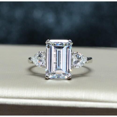 100% Real Pure 925 Sterling Silver Created Moissanite Citrine Aquamarine Wedding Engagement Ring Women Fine Jewelry Rings