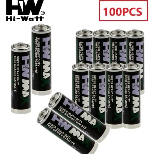 100Pcs/lot Hi-Watt R6P 1.5V AA Battery Super Heavy Duty 1.5Volt R6 UM3 AA Carbon Dry Battery 2A Batteries Bateria Baterias