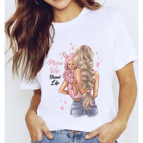 2021 Summer T-shirt Mother And Daughter graphic woman tshirt Fashion Top Female Short Sleeve Tee Shirt Femme Casual T-shirts