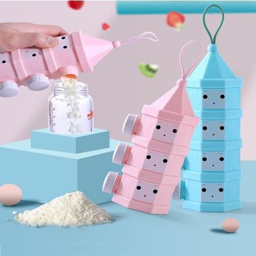3/4 layer portable baby food storage box essential cereal fruit cartoon baby milk powder box toddler snack storage box