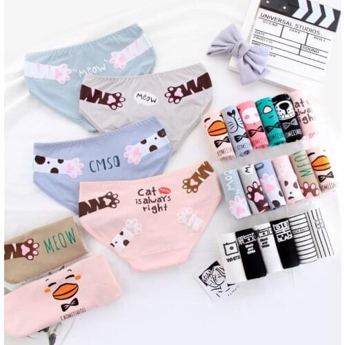 5/6pcs Cotton Briefs Cute Cartoon Print Casual Underpants Lingerie For Women Female Sexy Underwear Panties Ladies Panties Girl