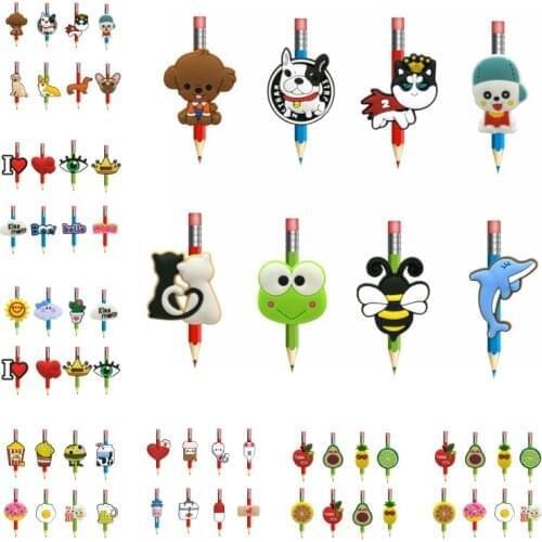 8pcs Cute Animal PVC Pencil Caps Unicorn Pen Cover Cat Frog Straw Topper Stationery for Students DIY Stethoscope Charm Kids Gift