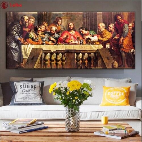 5d diy diamond painting Religious abstract art, last supper Jesus full square round diamond embroider for 2020 New arrivals gift