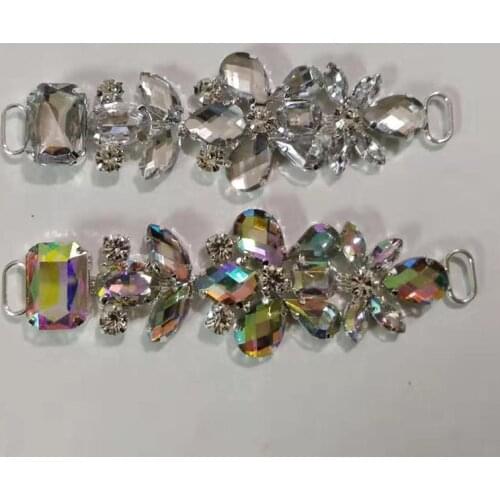 Free Shipping 24pcs/lot 3.5'' Rhinestone Connector Shoe Buckle Apparel Buckle Bikini Connector Headband Connector LSRC12801