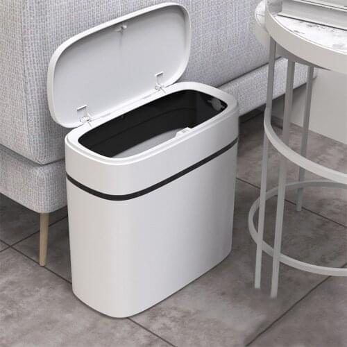 12L Household Toilet Trash Bin Bathroom Kitchen Waste Trash Can Press-Type Trash Bag Holder Dustbin Narrow Seam Home Garbage Bin