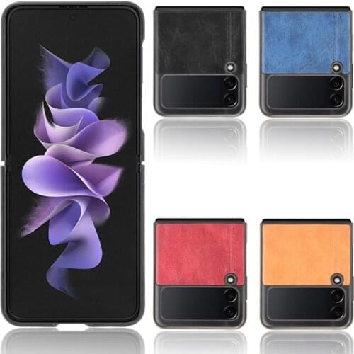 Cow pattern car line case for Samsung Galaxy Z Flip 3 5G Cover Anti-knock luxury Leather + PC Cases for Flip3