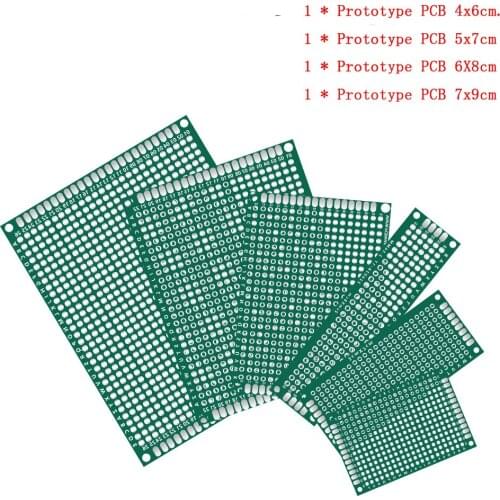 4pcs/lot 4x6 5x7 6x8 7x9 Double Sided PCB Board Prototype Kit Protoboard for DIY Soldering Project Compatible with Arduino Kit