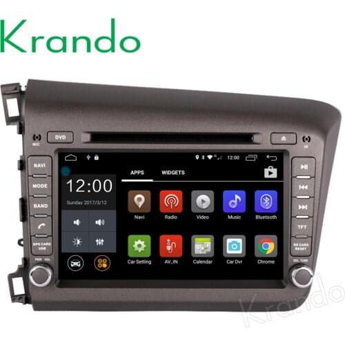 Krando 8" Android 8.0 car navigation multimedia system for Honda Civic 2012 2013 audio radio gps dvd player WIFI 3G DAB