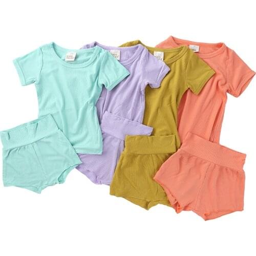 Summer Newborn Baby Clothing Sets Baby Girl Boy Clothes Cotton T-shirt + Shorts High Waist Toddler Tracksuit Childrens Overalls