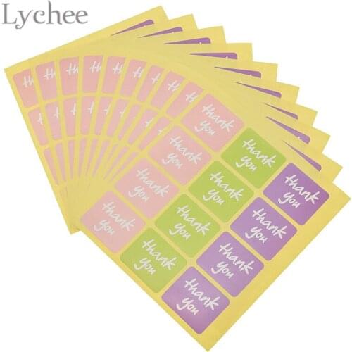 Lychee Life 120pcs Thank You Sticker Labels DIY Rectangle Sealing Label Stickers Adhesive Kraft Wedding Birthday Party Decor