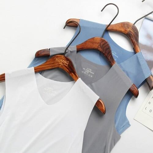 New ice silk men solid tank tops sexy v neck sleeveless vests man sexy no trace youth elastic fitness casual bodybuilding suits