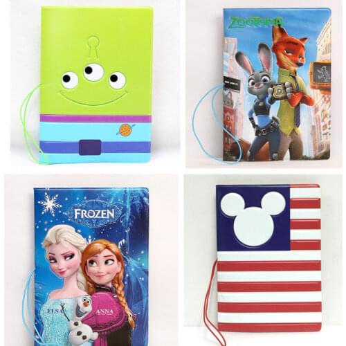 Disney Frozen 2 Elsa Passport Cover Judy Mickey Mouse Anime 3D Wallet Boys Girls Passport Case Portable ID Address Card Holder