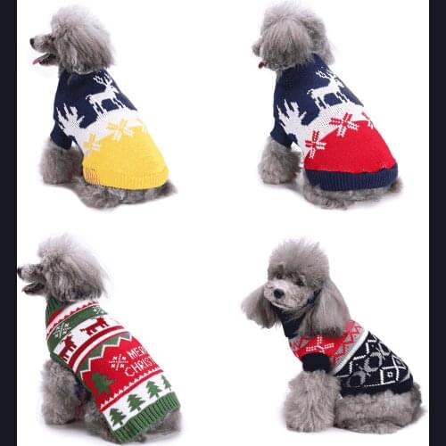 Dog Clothes Winter Warm Wool Sweater Christmas Printing Clothing for Small Dogs Puppy Soft Knitted Costume Cute Chihuahua Pet