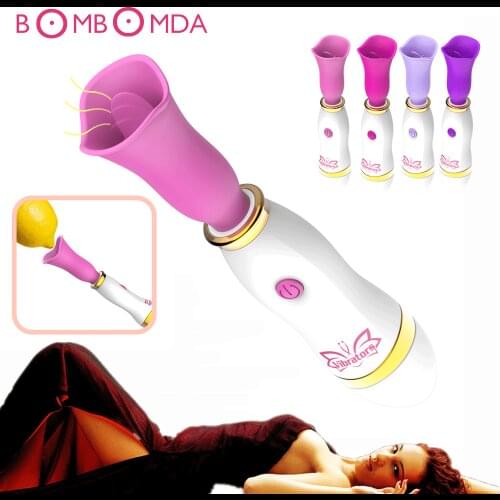 Oral Clitoris Tongue Sex Vibrator Nipple Sucker USB Charging AV Wand Licking Clit Stimulator Sex Shop For Women Masturbation Toy