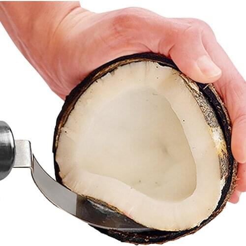 Coconut Tool Opener Stainless Steel Coconut Meat Removal Durable Wooden Handle Coconut for Kitchen