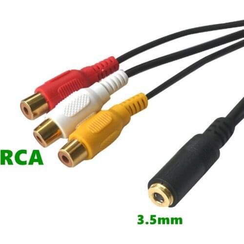 Female to 3rca female audio video AV adapter cable / 3.5mm socket to 3 RCA plugs