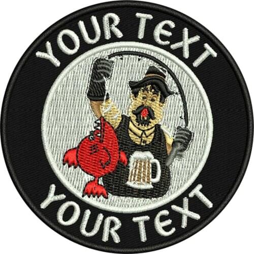 Custom Go Fishing Embroidered Name Tags Patch Iron on Backing Hook Backing