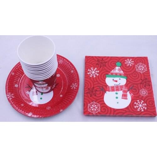 [RainLoong] Snowman Plate Cup Paper Napkin For Christmas Decotation