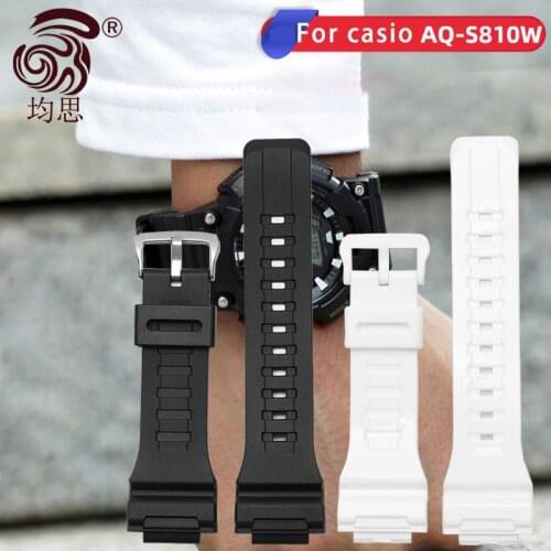 The resin watchband for Casio mens watch strap aq-s810w /aqs810w c5208/aeq-110w/w-735h silicone accessories convex mouth 18mm