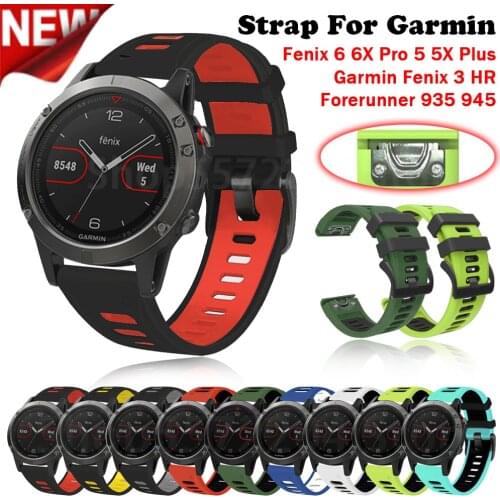 26 22MM Watchband Strap for Garmin Fenix 5 5X 3 3HR 6X 6 Pro Forerunner 935 945 Watch Quick Release Silicone Easy fit Wrist Band