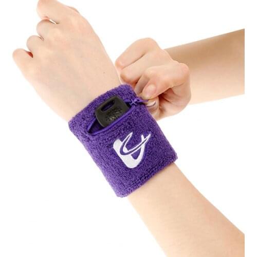 Sports Wristband Durable Mini Pocket Embroidered Stretch Wrist Sweatband for Exercise Fitness Gym Sports Safety Wrist Support
