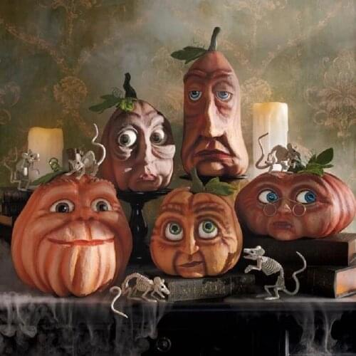 Pumpkin Statue Halloween Pumpkin Freak Six Combination Pumpkin Geek Layout Props Halloween Bar Party Garden Decor Table Decor