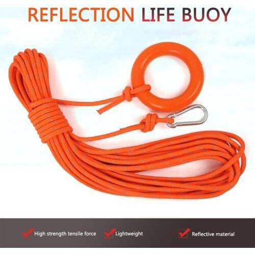 10m floating reflective lifeline, water rescue, diving, lifeguard rescue belt, floating buoyancy ring, outdoor climbing rope