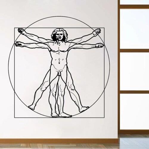 Vinyl Wall Stickers Leonardo Da VINCI VITRUVIAN MAN Poster Home Decor Paper Bedroom Livingroom Mural Decoration Decals DW7272