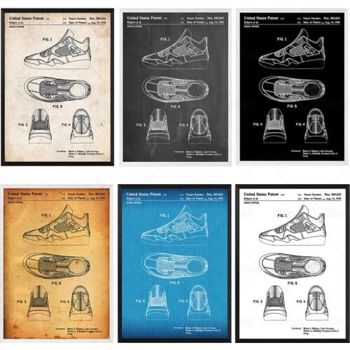 Vintage 1990 Patent sneakers trainer basketball shoes poster canvas Painting Printing wall Decoration Living Home Art
