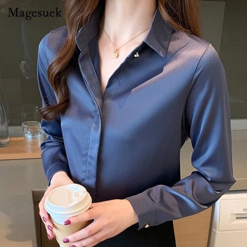 Blusas Autumn Plus Size Women Blouse Korean Fashion Chiffon Women Tops and Blouse Long Sleeve V-Neck White Shirts Women 10150