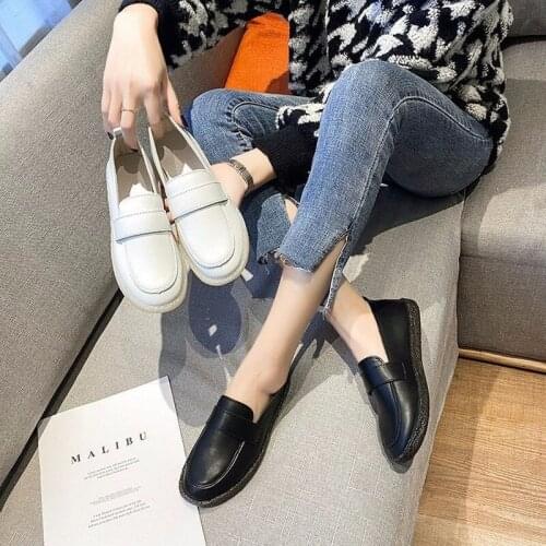 Flat Womens Loafers Shape PU Soft Woman Slip On Sneakers Ladies Leather Sewing Platform Thick Bottom Female Shoes New R12-93