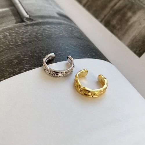 MLKENLY 925 sterling silver Irregular folds golden silver Ear Clip Earrings For Women No Piercing Fake Cartilage Earring