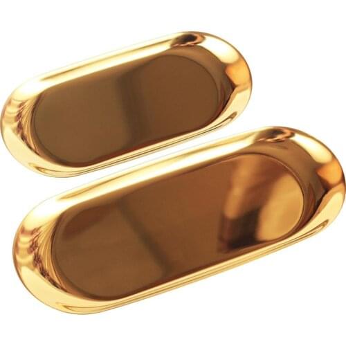 Nordic Style Gold Dining Plate Stainless Steel Dessert Plate Nut Fruit Cake Tray Snack Kitchen Plate Western Steak Kitchen Plate