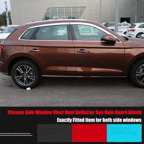 Brand New 1 Set Windows Chrome Vent Visors Rain Guard Sun Shield Deflectors For Audi Q5L 2018