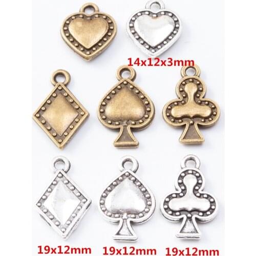10/50/55/60 pieces of retro metal zinc alloy poker pendant for DIY handmade jewelry necklace making 7354-7358