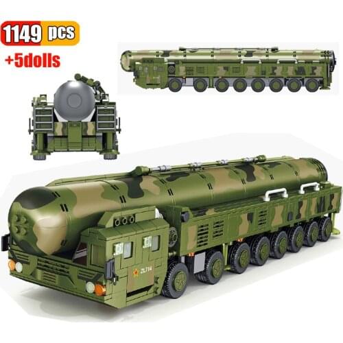 1149Pcs Modern Military China DF-41Intercontinental Ballistic Nuclear Missile Vehicle Building Blocks DIY Army Weapon Bricks Toy