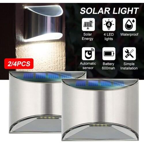 2/4 Packs Solar Lights 4 LED Solar Powered Lamp Waterproof Security Lighting For Outdoor Garden Wall Fence White Solar Lights