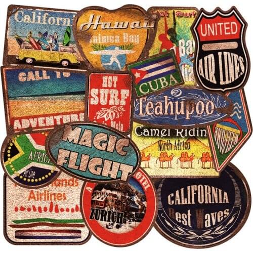 36pcs/lot PVC waterproof Vintage Beach Surf Trip Stickers For Skateboard Luggage Motorcycle Laptop Car Styling Decal