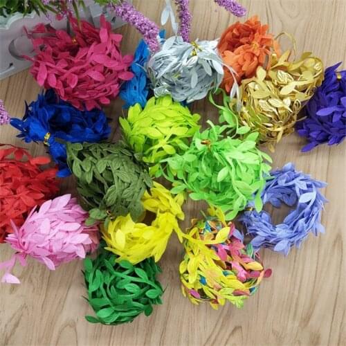 5 Meter Silk Leaf-Shaped Handmade Artificial green Leaves For Wedding Decoration DIY Wreath Gift Scrapbooking Craft Fake Flower