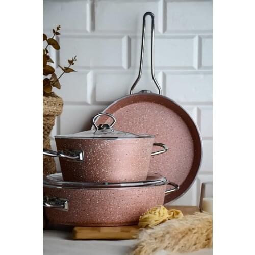 5 piece Ideal Granite Rose Gold Pots Set