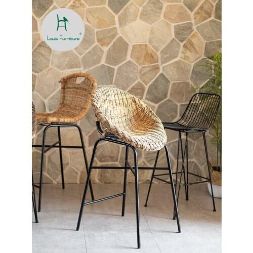 Louis Fashion Bar Chairs Imported rattan, rattan art, creative residential, hand-woven stool