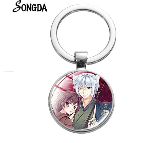 New Arrival Kamisama Love Kiss Keychain Tomoe Momozono Nanami Art Picture Printed Glass Round Metal Key Ring Lovers Gift