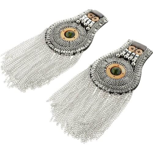 1 Pair Cloth Suit Chain Tassel Epaulet Brooch Shoulder Board Punk Accessory