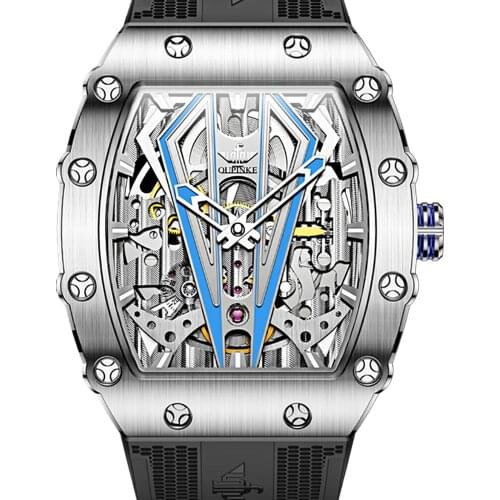 Luxury Watch Mens Automatic Watches Sports Mechanical Wristwatch Tonneau Stainless Steel 5Bar Waterproof Luminous Clocks OUPINKE