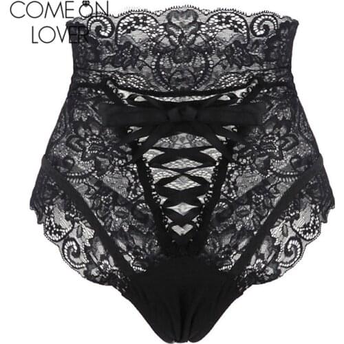 Comeonlover High Waist Lace Thongs Hollow Out Sexy Panties for Woman High Quality Floral Female Briefs Underwear PE5139P